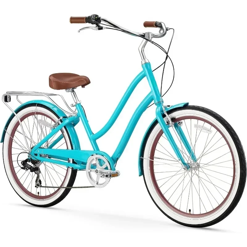 Women's Beach Cruiser Bike Step-Through Touring Hybrid Bicycle Road Bike Bicycles