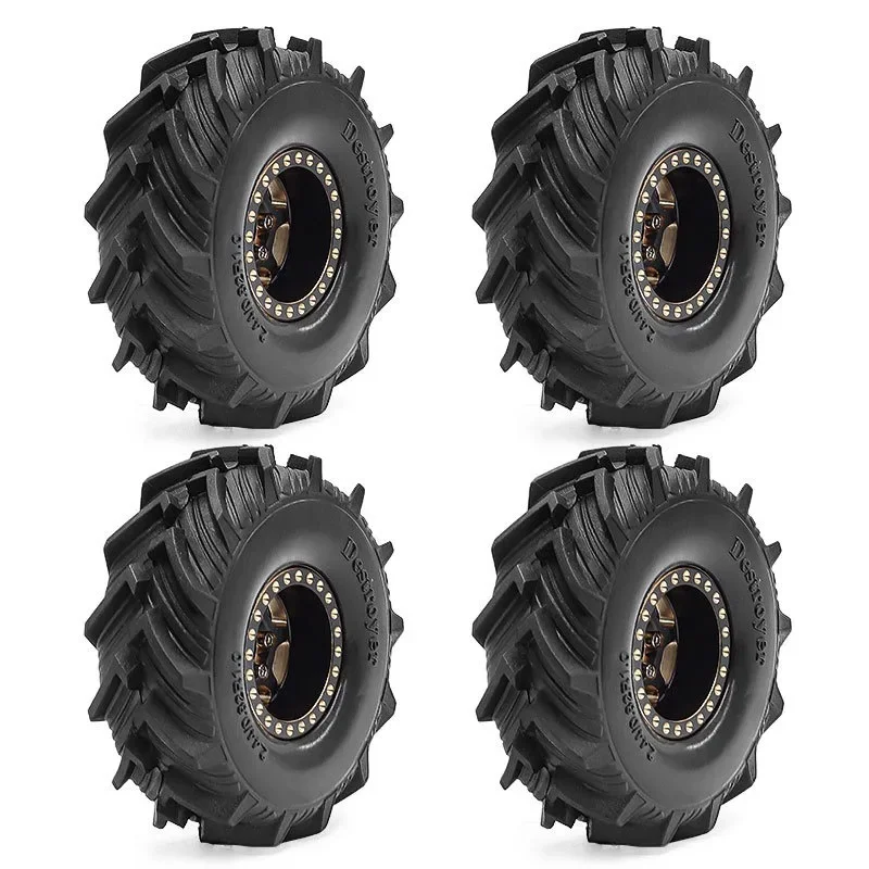4pcs OD 62mm 1.0" Metal Beadlock Wheel Tire Set For 1/18 RC Crawler Car TRX4M SCX24 Upgrade Parts Accessories