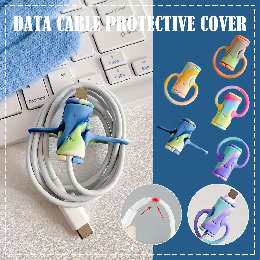 Data Cable Protective Cover Silicone Cartoon Smile Wire Charging Cover Protective Breakage Phone Head Mobile Protective N9Y0