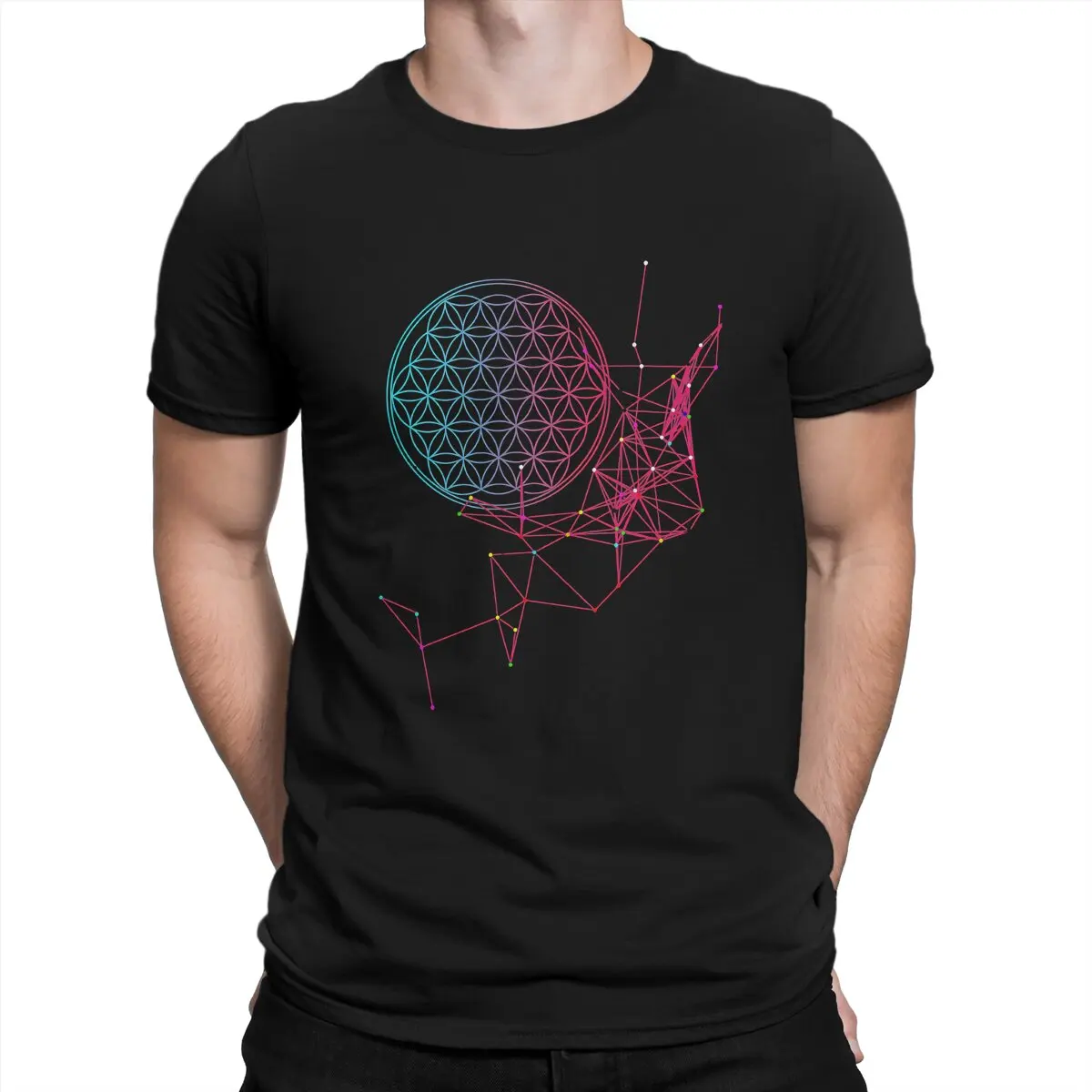 Carina Nebula Flower Of Life Classic T Shirt Goth Men Tees Summer Clothing Polyester O-Neck TShirt