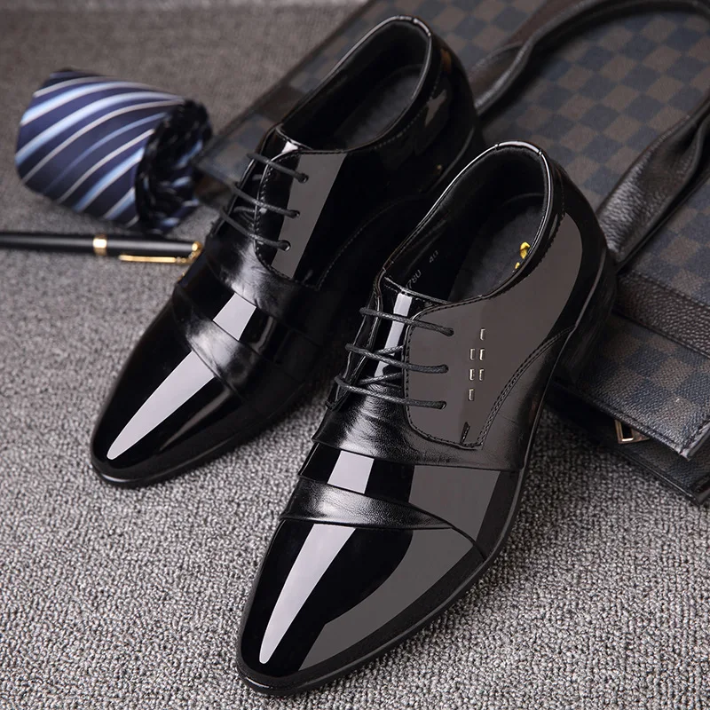 size 38-49 black patent leather dress shoes for man derby formal shoes for man office wedding official scarpe eleganti uomo