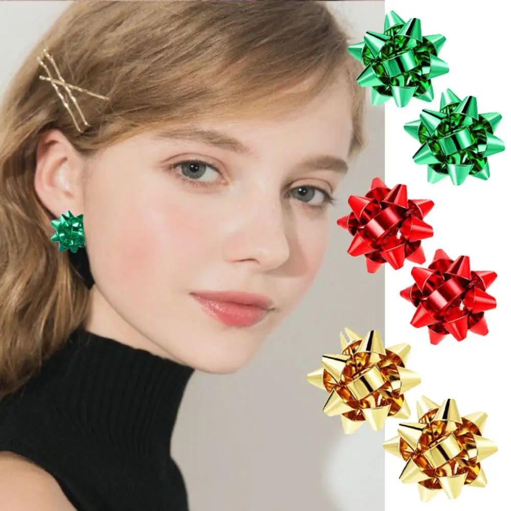 Christmas Flowers Christmas Flowers Earrings Metal Metallic Color Metal Stud Earrings Elegant Drop Earrings Christmas Party