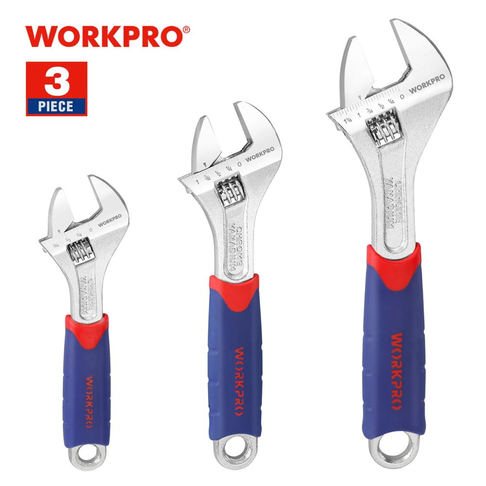 

WORKPRO 3PCS Adjustbal Wrench Set With Comfort Handle Hand Tool DIY for Repair Car