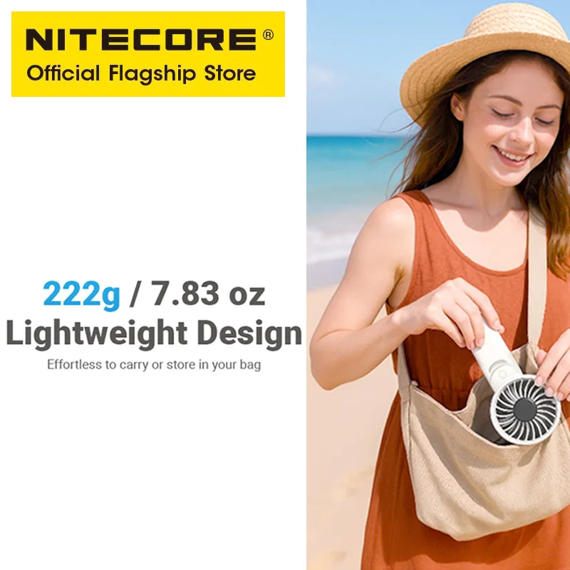 NITECORE NEF03 Pro مروحة التخييم مروحة يدوية قابلة للطي USB-C مروحة التنقل القابلة لإعادة الشحن للصيف والرحلات الخارجية والنزهات والمشي لمسافات طويلة