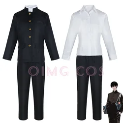 Yoshida Hirofumi Cosplay Costume Chainsaw Man Outfits Blue Suit Shirt Tie Short  Neck Ring Men Anime Uniform Halloween