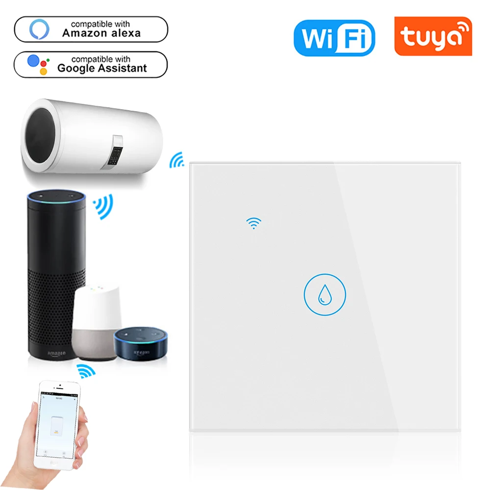 Tuya WiFi Smart High-power 20A Wall Touch Switch Modern Style Remote Control Water Heater with Timing Function Voice Control