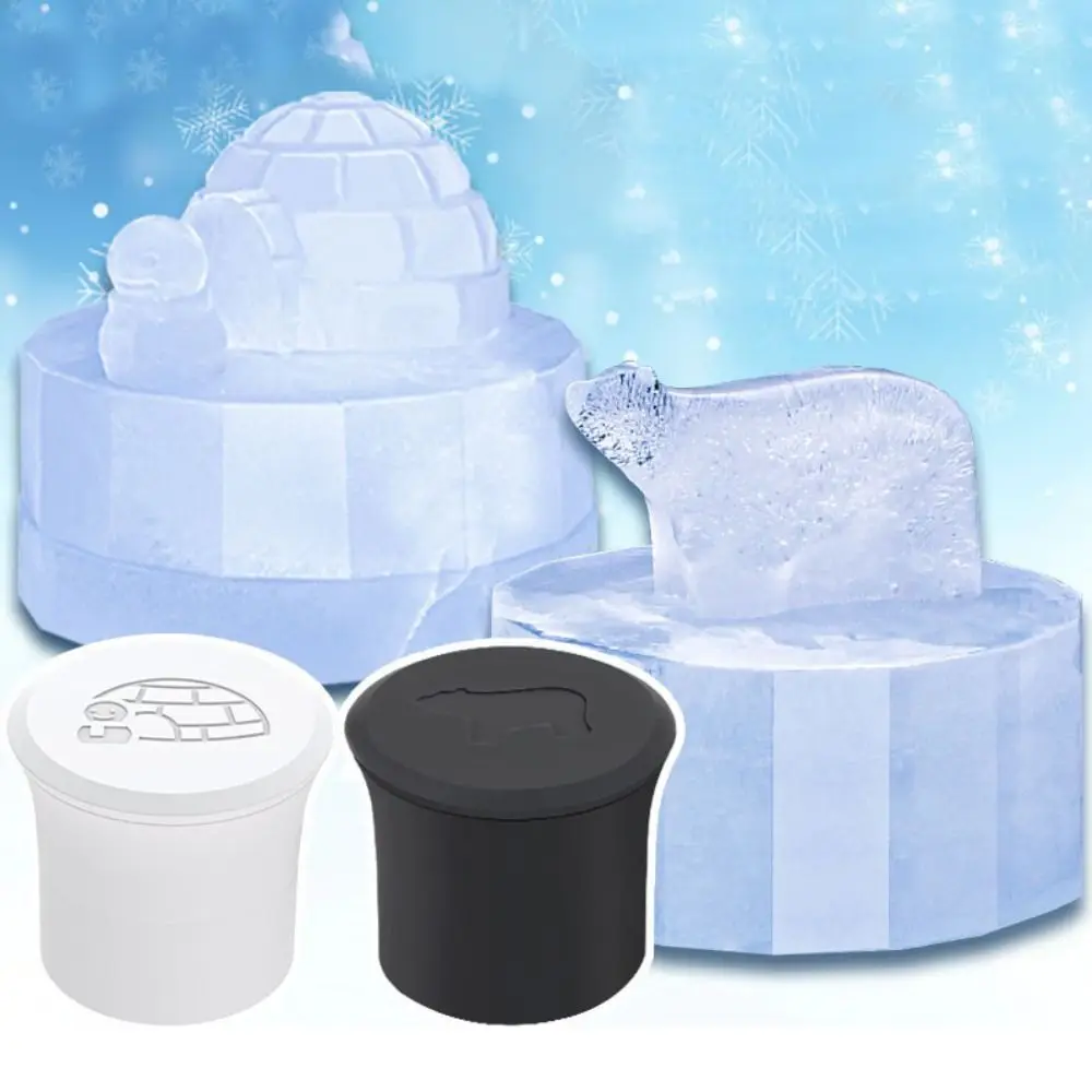 Kitchen Tool Igloo Shaped Polar Bear Ice Mold Silicone Food Grade Ice Cube Mold DIY Reusable Ice Cube Maker Summer