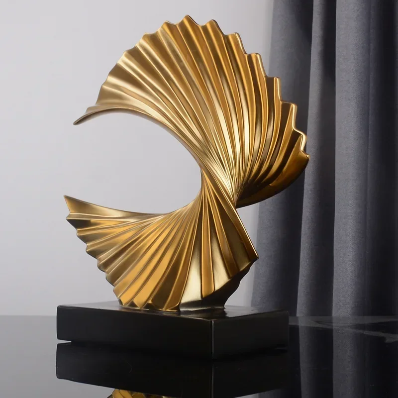 

Modern Decor Abstract Sculpture Resin Sculptur Art Golden Statue Living Room Home Decoration Office Desk Decoration Accessories
