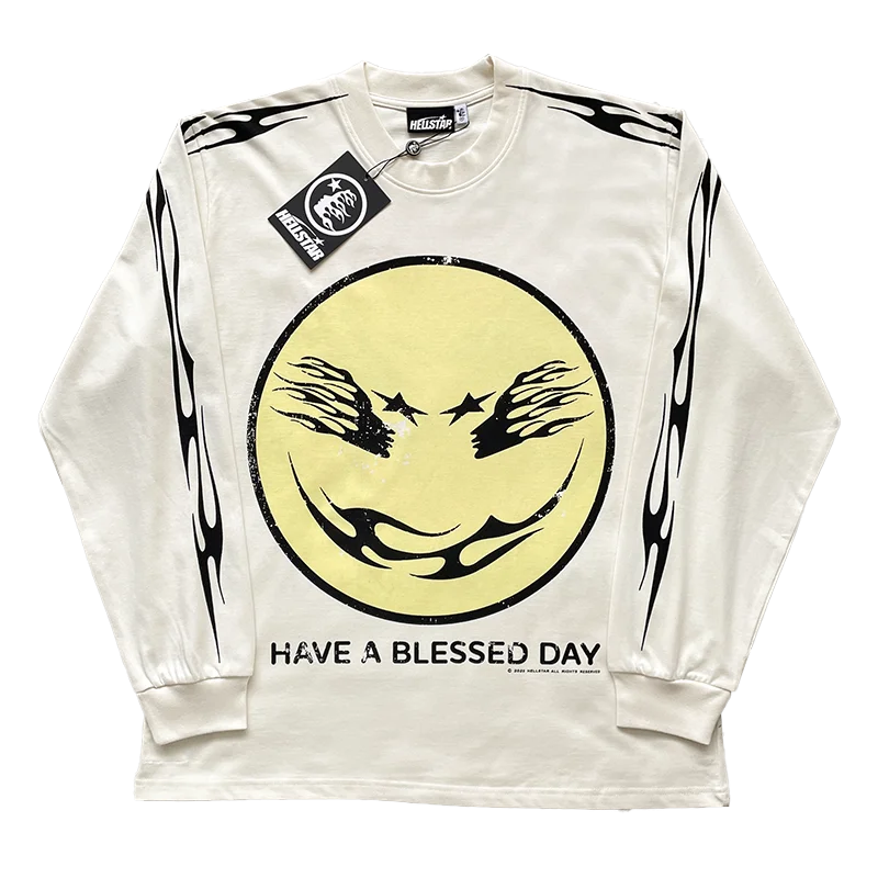 Hellstar Studios Long Sleeve T-Shirt  Print Casual Unisex Cotton round Neck Youthful Trend Spring Fashion Daily Wear view 5