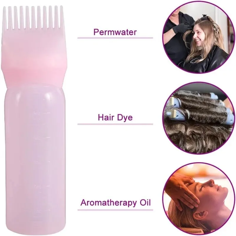 

2PCS 6 Ounce for Hair Dye Bottle Applicator Brush with Graduated Scale with Comb Teeth Applicator Bottle Comb Applicator Bottle