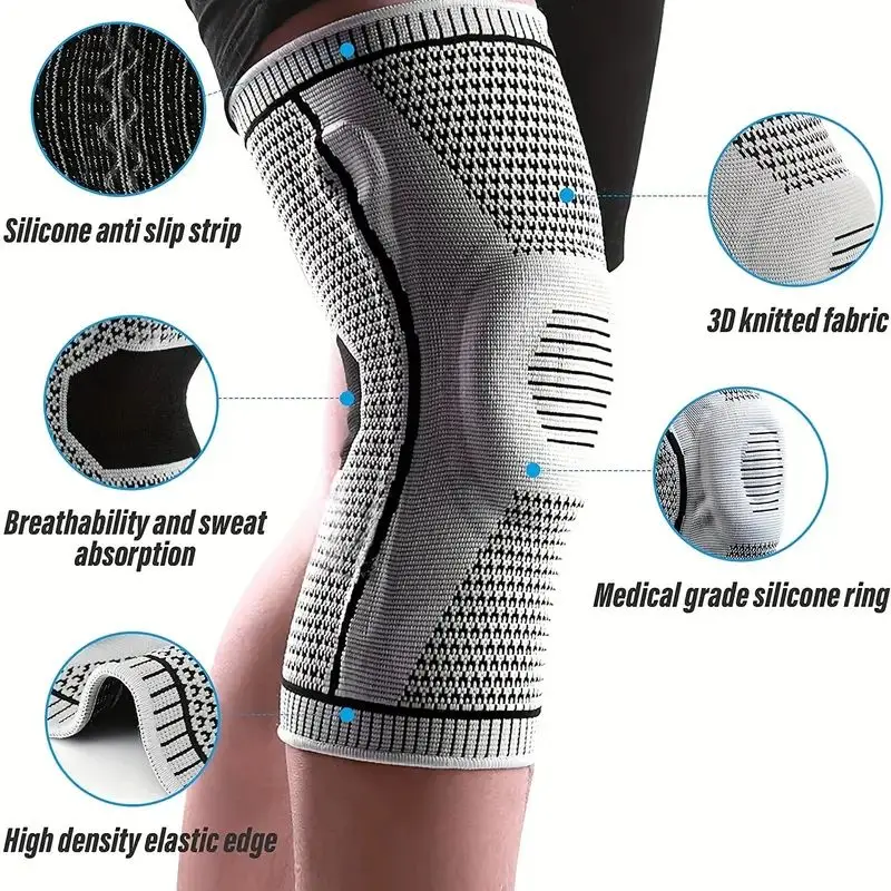 Non-Slip Knee Support Brace with Patella Gel Pad Stabilizers Comfort-Fit Compression Sleeve for Arthritis Sports