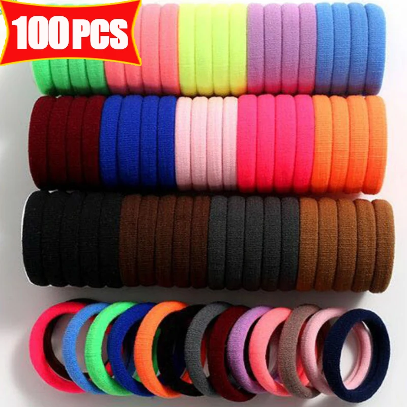 100Pcs High Elastic Hair Bands for Women Girls Colorful Hairband Rubber Ties Ponytail Holder Scrunchies Kids Hair Accessories