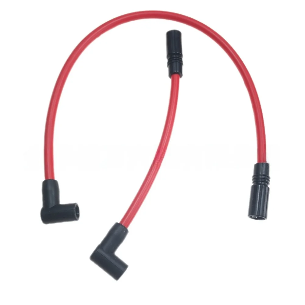 Red Spark Wires Motorcycle Spark Wires Copper Core Construction Wear Resistant Material Stable Current Transmission