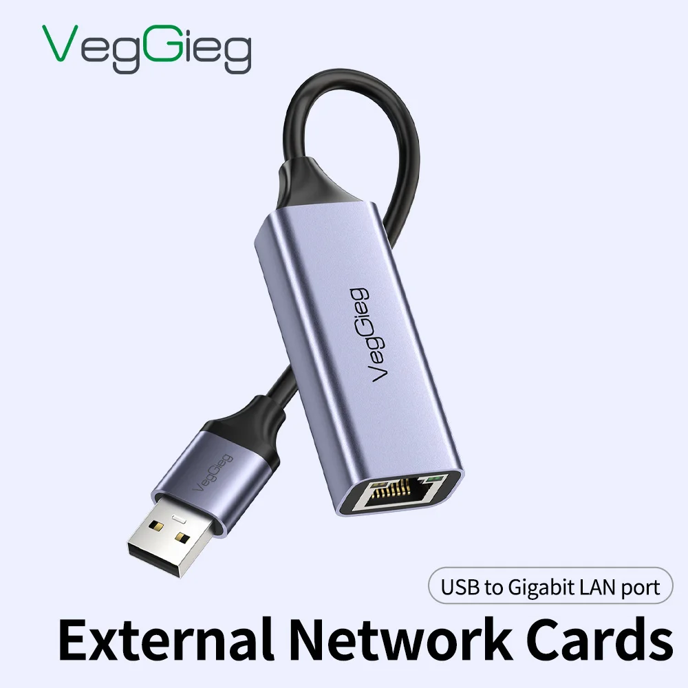 VegGieg USB Type C Gigabit Ethernet Adapter 1000Mbps /100Mbps  RJ45 Wired Network Card LAN Converter for Laptop Switch Phone