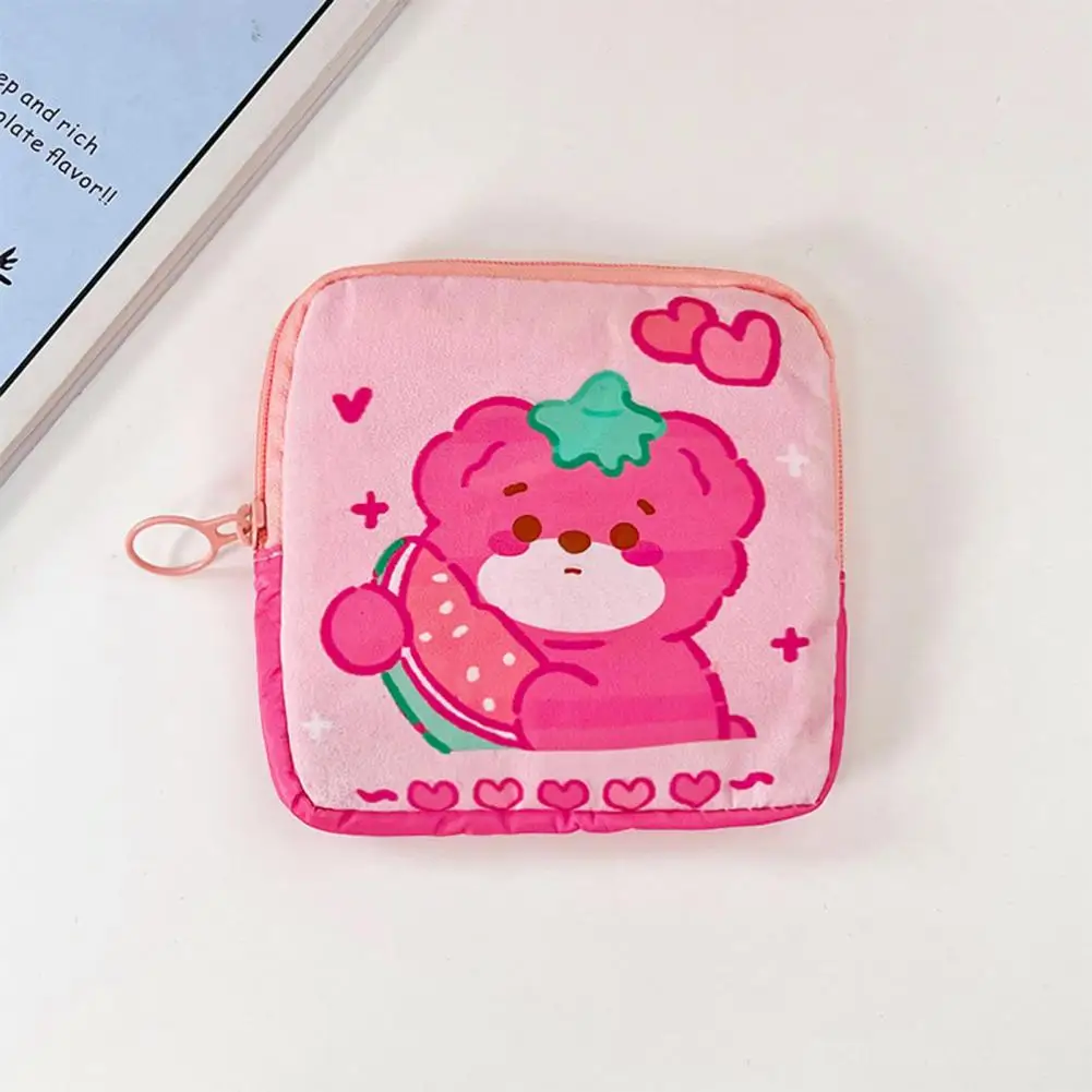 Napkin Bag Cute Bunny Bear Dog Cat Print Pad Storage Bag Portable Zipper Pouch for Women Girls Students Dog Print Menstrual Pad