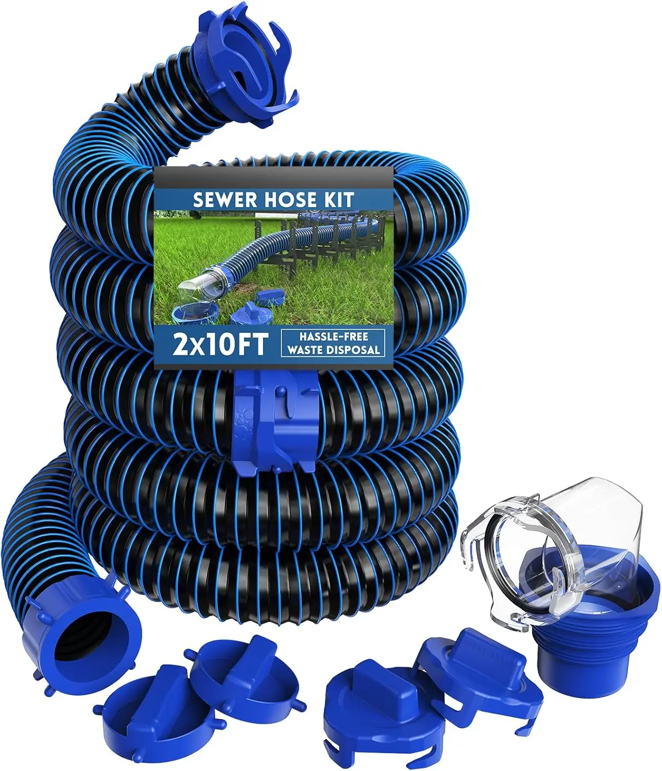 

20 FT RV Sewer Hose Kit, Sewer Hose for RV Camper - Includes 2 Attachable 10 ft Sewer Hose with Swivel Fitting