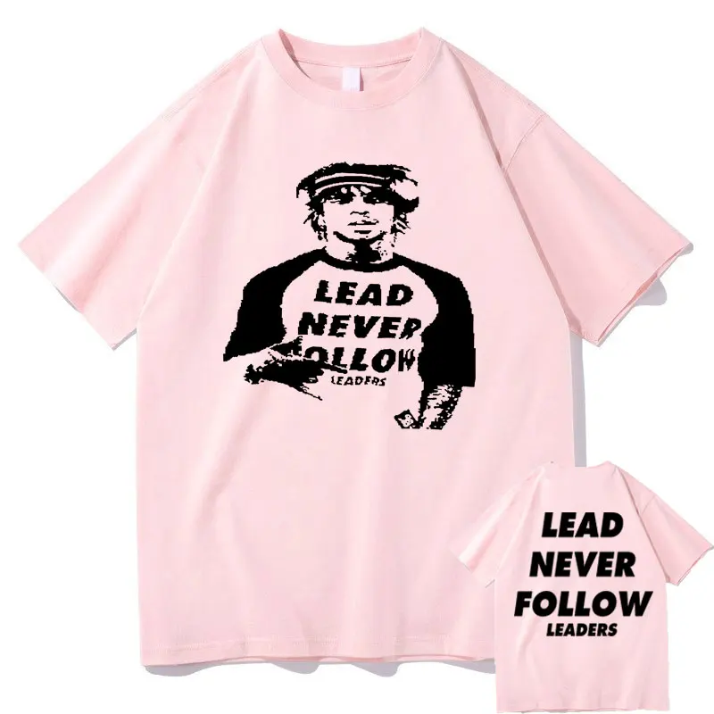 Rapper Chief Keef Lead Never Follow Leaders Double Sided Print T-shirt Male Vintage Tshirt Men Hip Hop Casual Oversized T Shirts