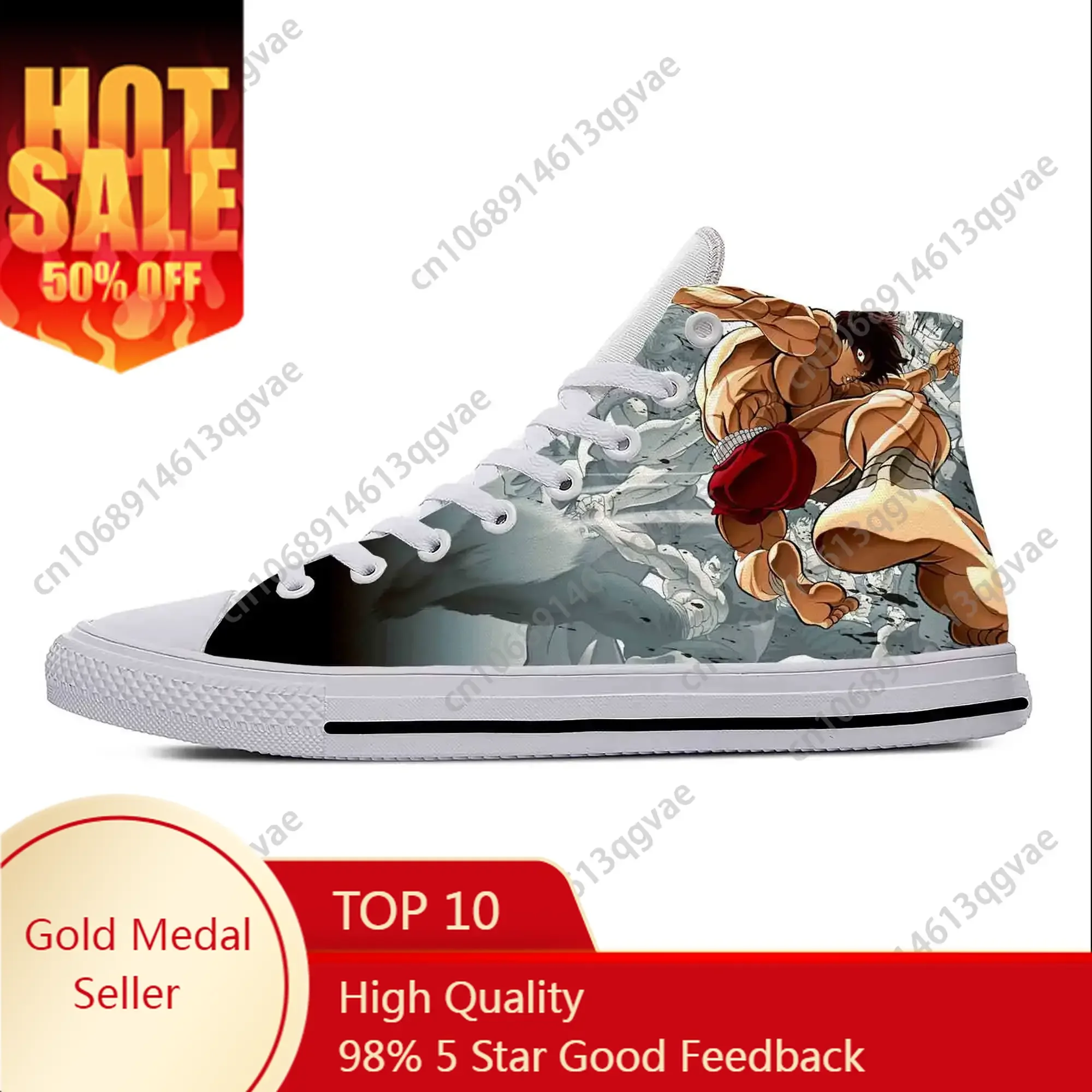 

Anime Manga Baki the Grappler Hanma Baki High Top Sneakers Mens Womens Teenager Canvas Lightweight Sneaker Couple Custom Shoes