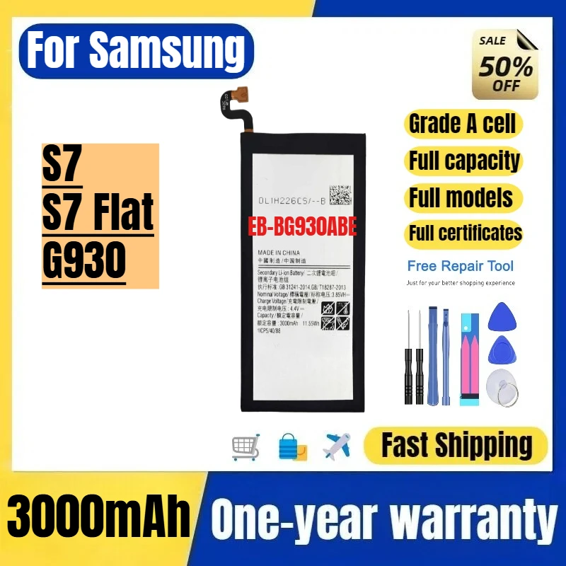 

EB-BG930ABE for Samsung S7/S7 Flat/G930 Phone Battery High Quality High Capacity Replacement Bateria Grade A Cell with Tools