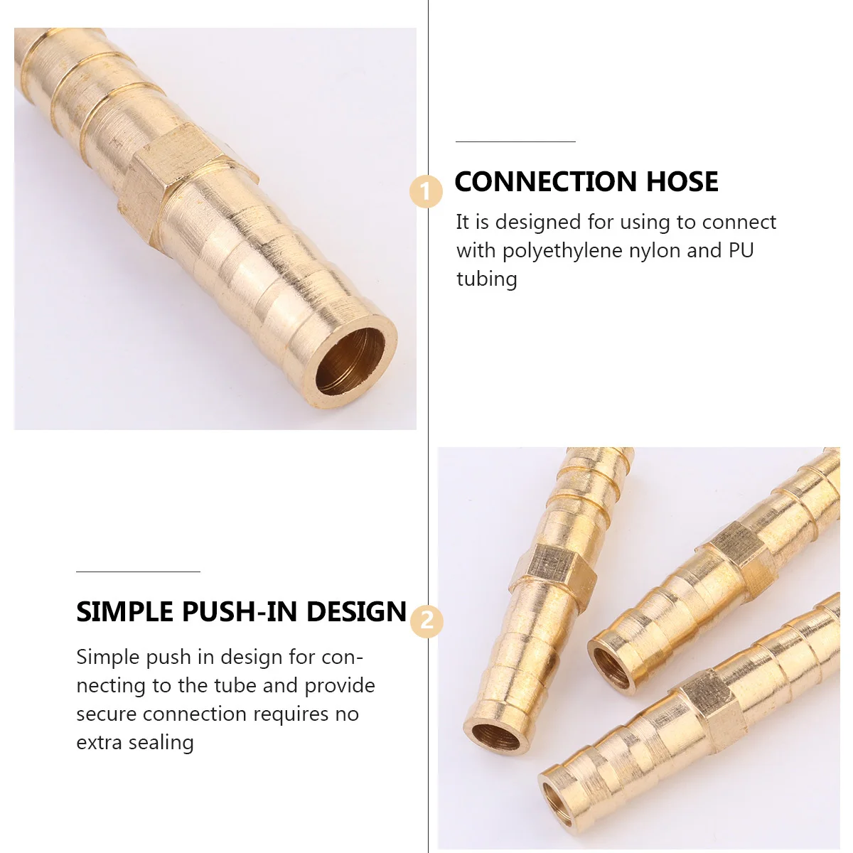 

10Pcs Gas Pipe Connector Brass Reducing Union Coupling Straight Hose Barb Fitting Tube Adapter for Air Compressor Agriculture