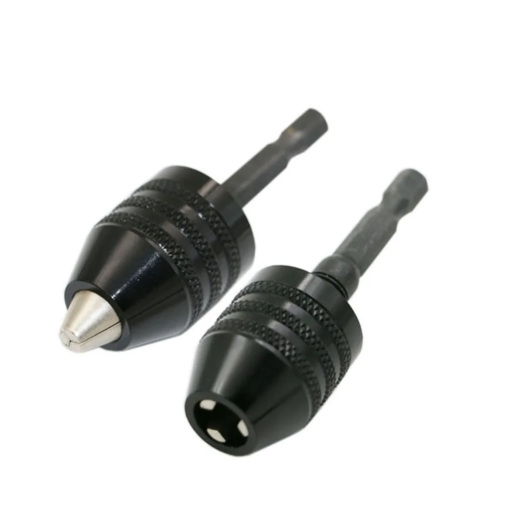 New Keyless Drill Chuck Screwdriver Impact Driver Adaptor 1/4" 6.35mm Hex Shank Drill Bits Power Tools Black 0.3-6.5mm