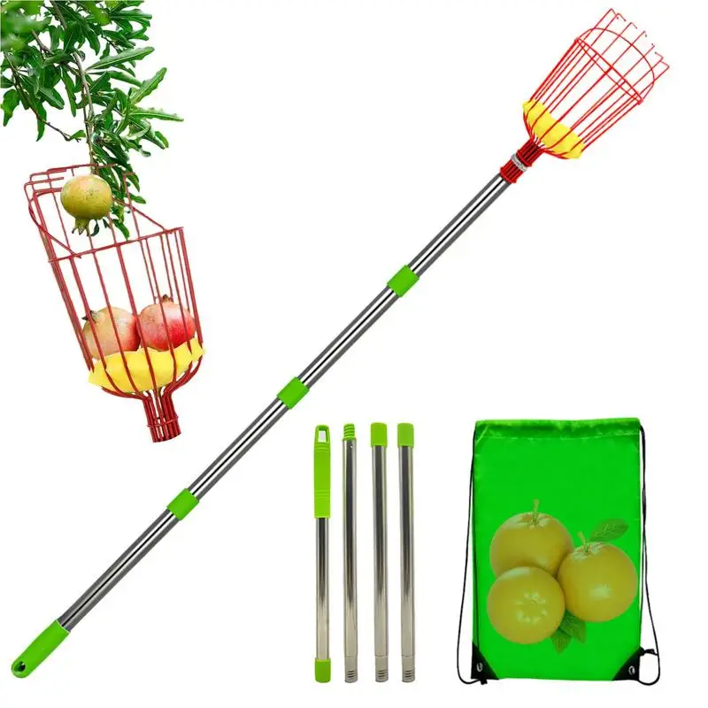 

Farm Garden Fruit Picking Device Rustproof Fruit Picker With Telescopic Handle Detachable Lightweight Fruit Catcher