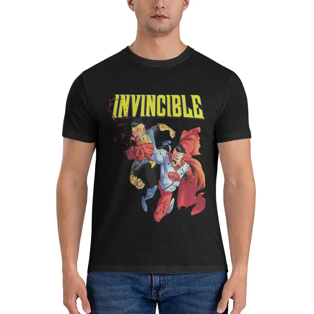 Vintage Invincible Vs Omni Man T-Shirts Men O Neck Cotton T Shirt Invincible Short Sleeve Tees Summer Clothes