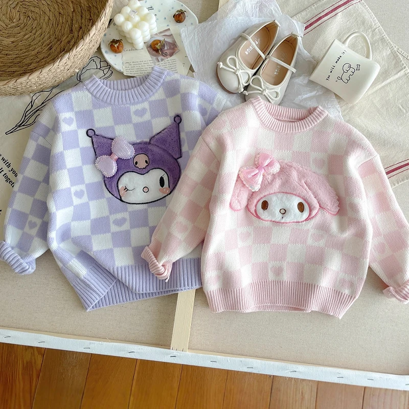 

Sanrio Kuromi Kid Round-neck Sweatshirt Kawaii Y2k Anime Children's Clothing Elementary Student Girl Clothes Kids Outerwear 2025