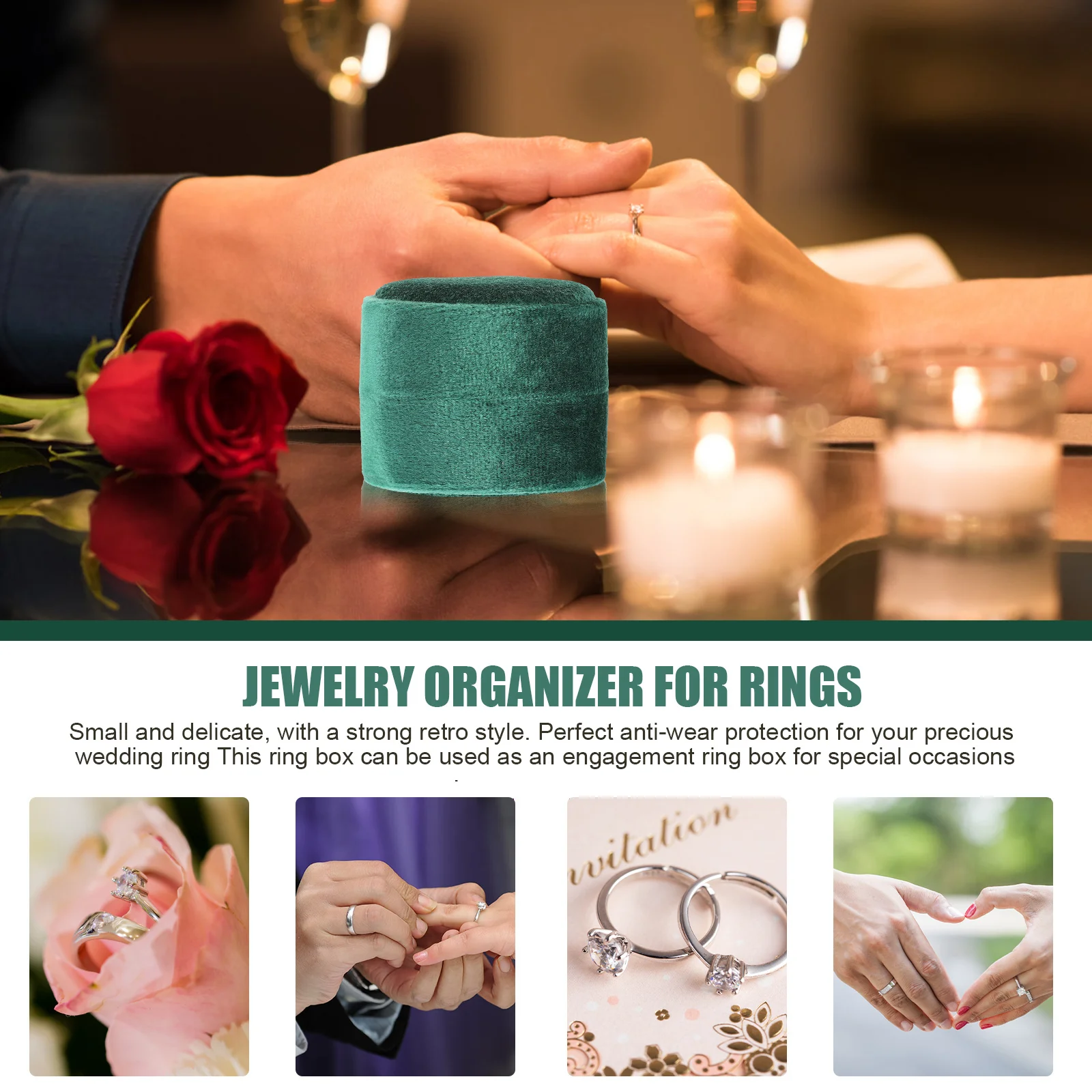 

Коробка для колец для пары, небольшой чехол для ювелирных изделий в стиле ретро для свадьбы, помолвки, путешествий, портативный держатель для хранения колец, органайзер