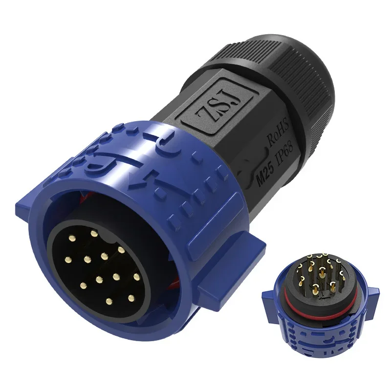 M23 الذاتي قفل موصل كابل مقاوم للماء IP68 2-25Pin لوحة الجبهة/الخلفية Avation التوصيل المقبس ذكر أنثى الخيوط لحام مشترك