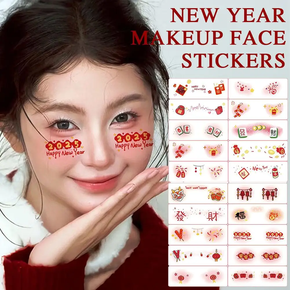 Red Chinese Style Tattoo Stickers Temporary Body Face Chinese Fashion Tattoo Year Sticker Sticker New D4W5