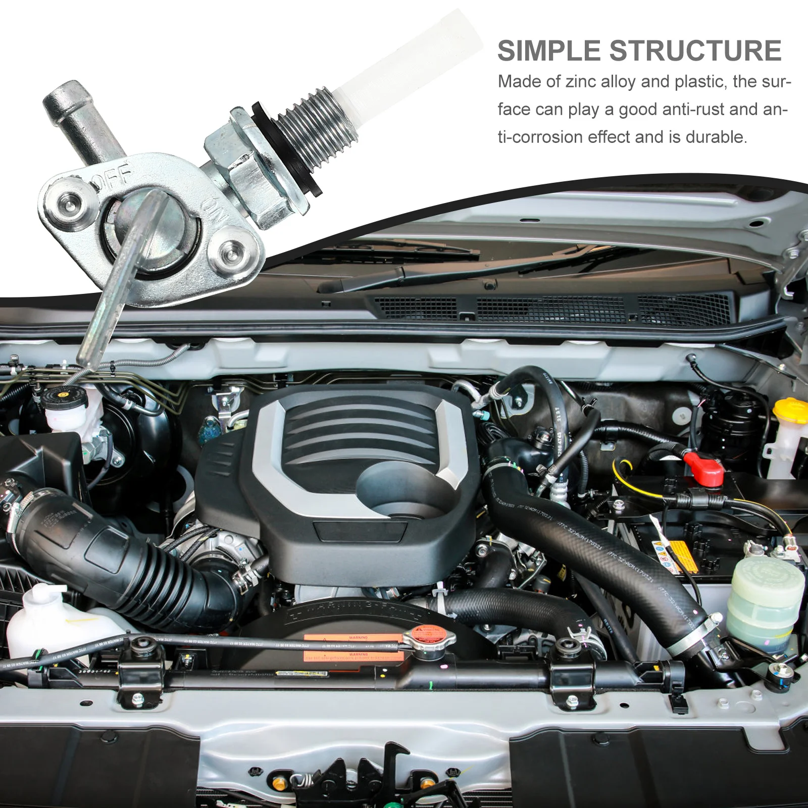 

Oil Tank Switch Assembly Zinc Alloy Plastic Durable For Generator Gas Tank Fuel Engine Shut Off Valve Faucet