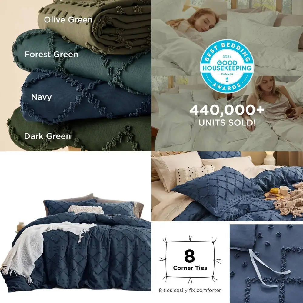 

Boho Oversized King Duvet Cover - Navy Breathable & Soft Boho Bedding, Machine Washable Comforter Cover for All Seasons, Include