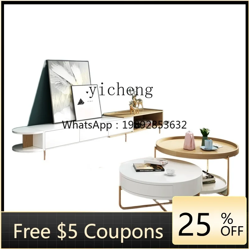 

ZZXL Creative Living Room round Tea Table TV Cabinet Unit Furniture Modern Simple Small Apartment