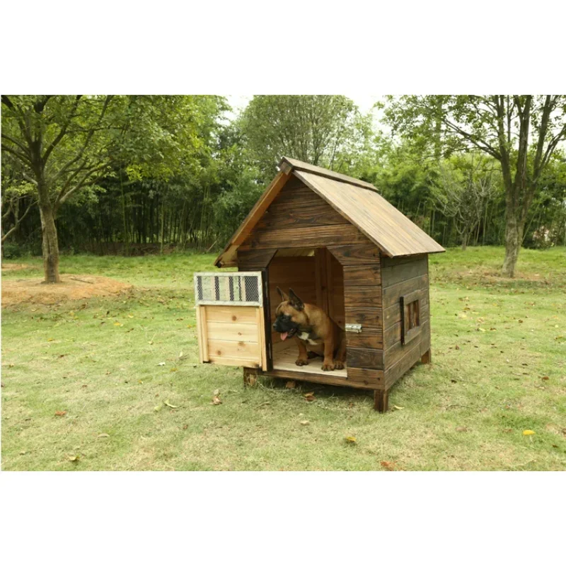 Four Seasons Universal Wooden Kennel Outdoor Rainproof Outdoor Dog House Dog Cage  Type Kennel Warm Large