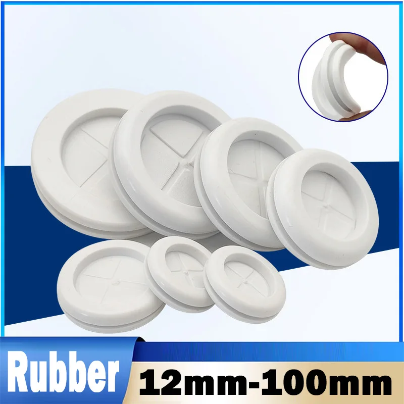 1~20Pcs 12mm~110mm White Rubber Grommet Blanking Hole Wiring Cable Gasket Rubber Seal Assortment Set For Protects Wire Cable