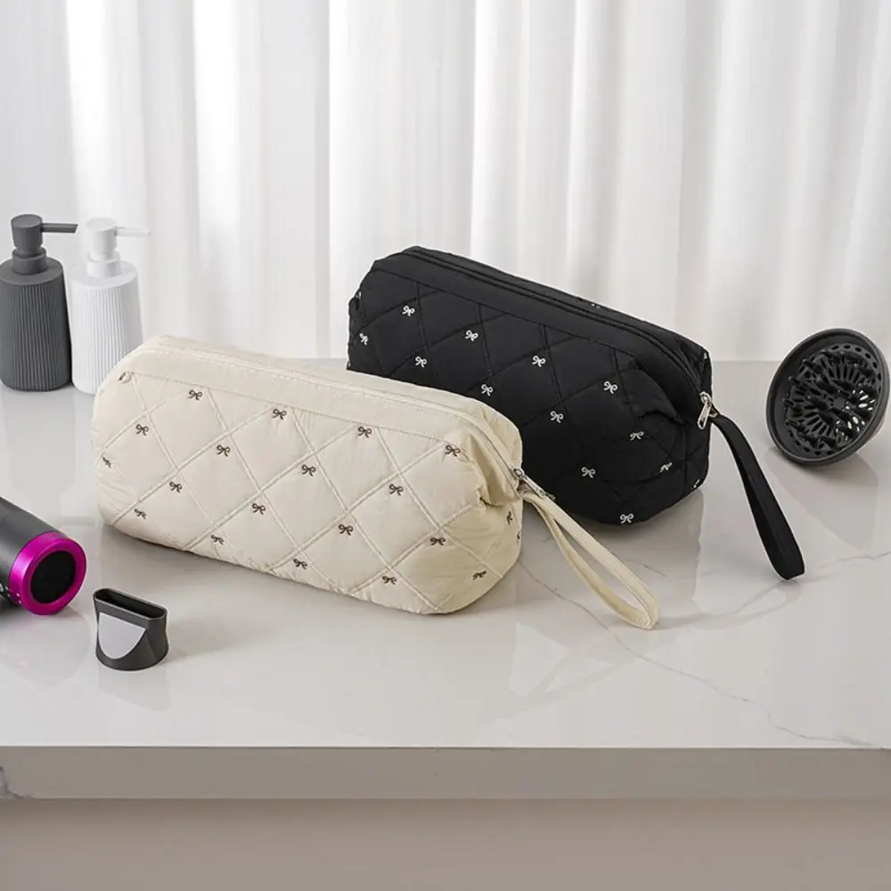 with Bow Pattern Hair Styling Accessories Storage Case Waterproof Large Capacity Makeup Organizer Bag