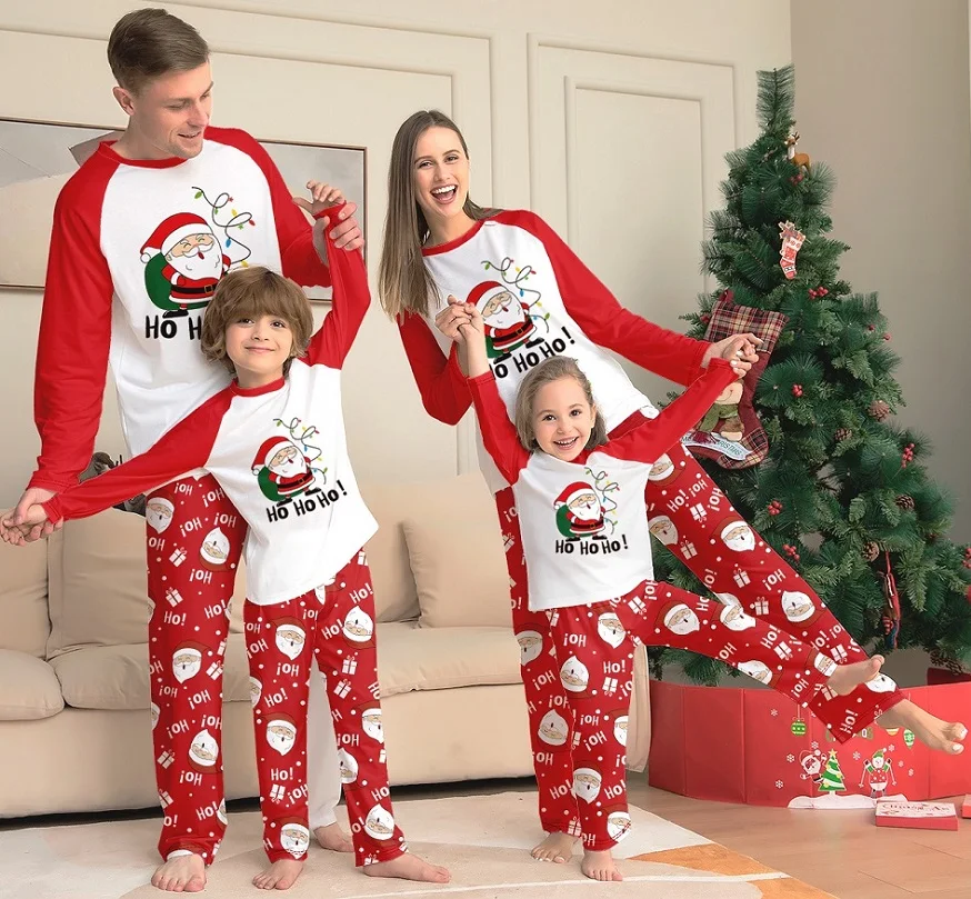 Xmas Family Matching Pajamas Set Santa Claus  HO HO HO Printed Adult Kid Baby Family Matching Outfits 2025 Christmas Family Pj\'s