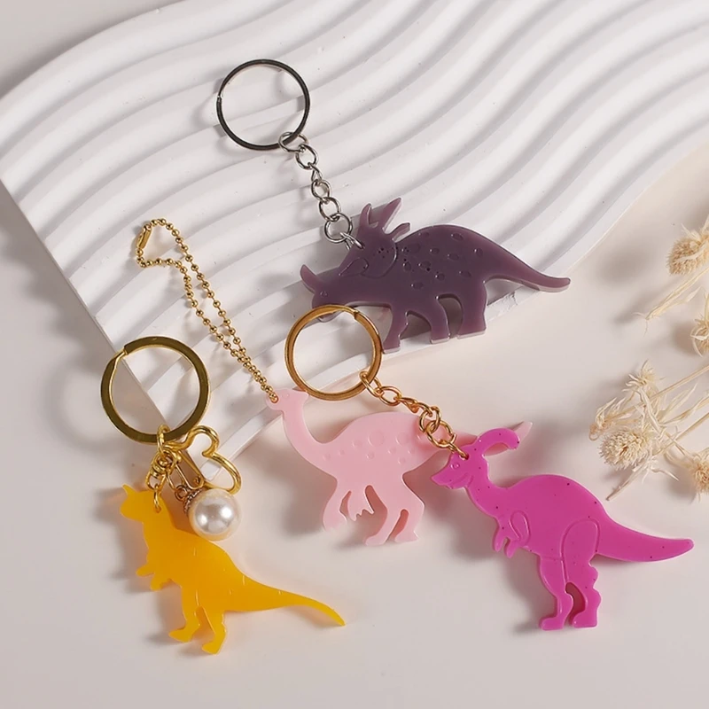 Cetakan liontin kalung silikon cetakan Resin gantungan kunci dinosaurus untuk kerajinan DIY cetakan epoksi jimat dinosaurus