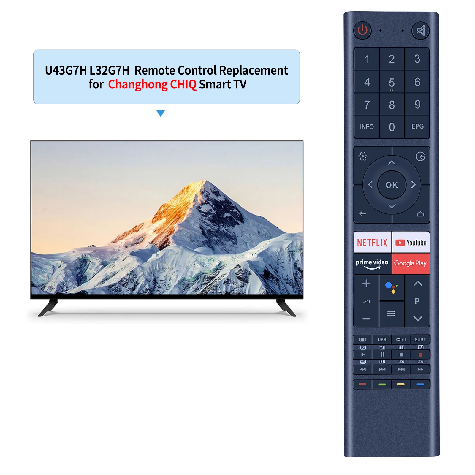 Voice Remote control for ruba ERGO 55GUS8500 L43M8T Changhong CHIQ U43G7H L32G7H  TV