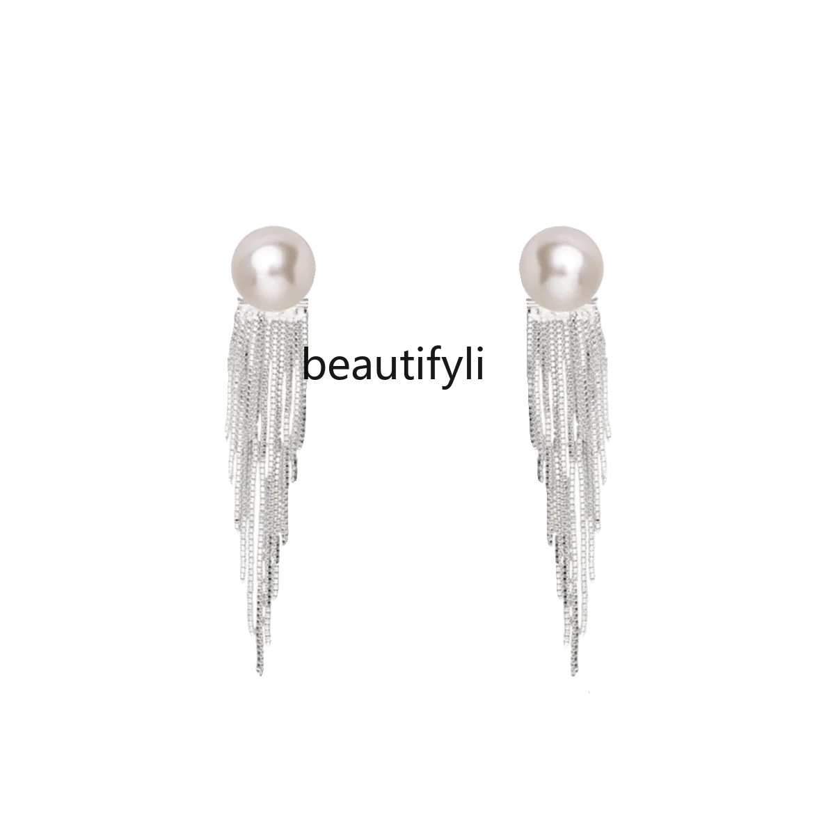 

Pearl tassel temperament stud women's new high-end earrings light luxury niche design earrings earrings