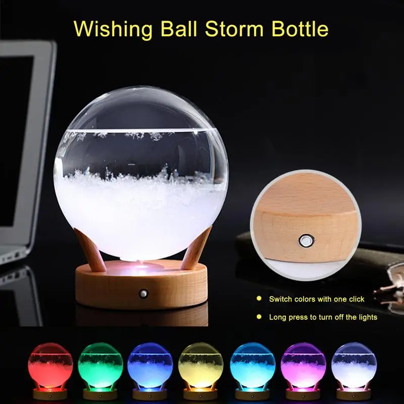 Glass Weather Station Light Up Weather Forecaster Barometer Droplet Storm Creative Drop-Shaped Storm Perfect Gift For Home Decor