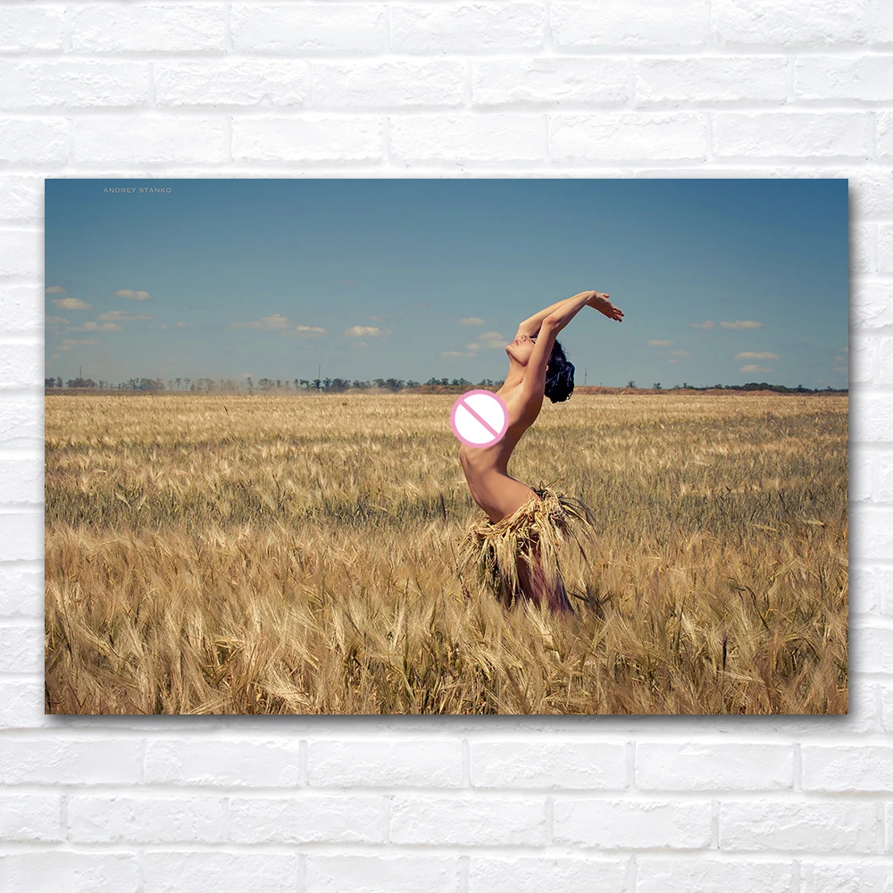 The Woman in the Wheat Field Posters Canvas Print Modern Art Painting Home Bedroom Wall Decor