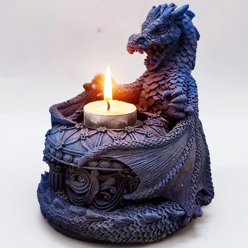 

2024 Latest Product Flying Dragon Candlestick Silicone Mold DIY Production Gypsum Resin Dragon Model Halloween Decoration Tool