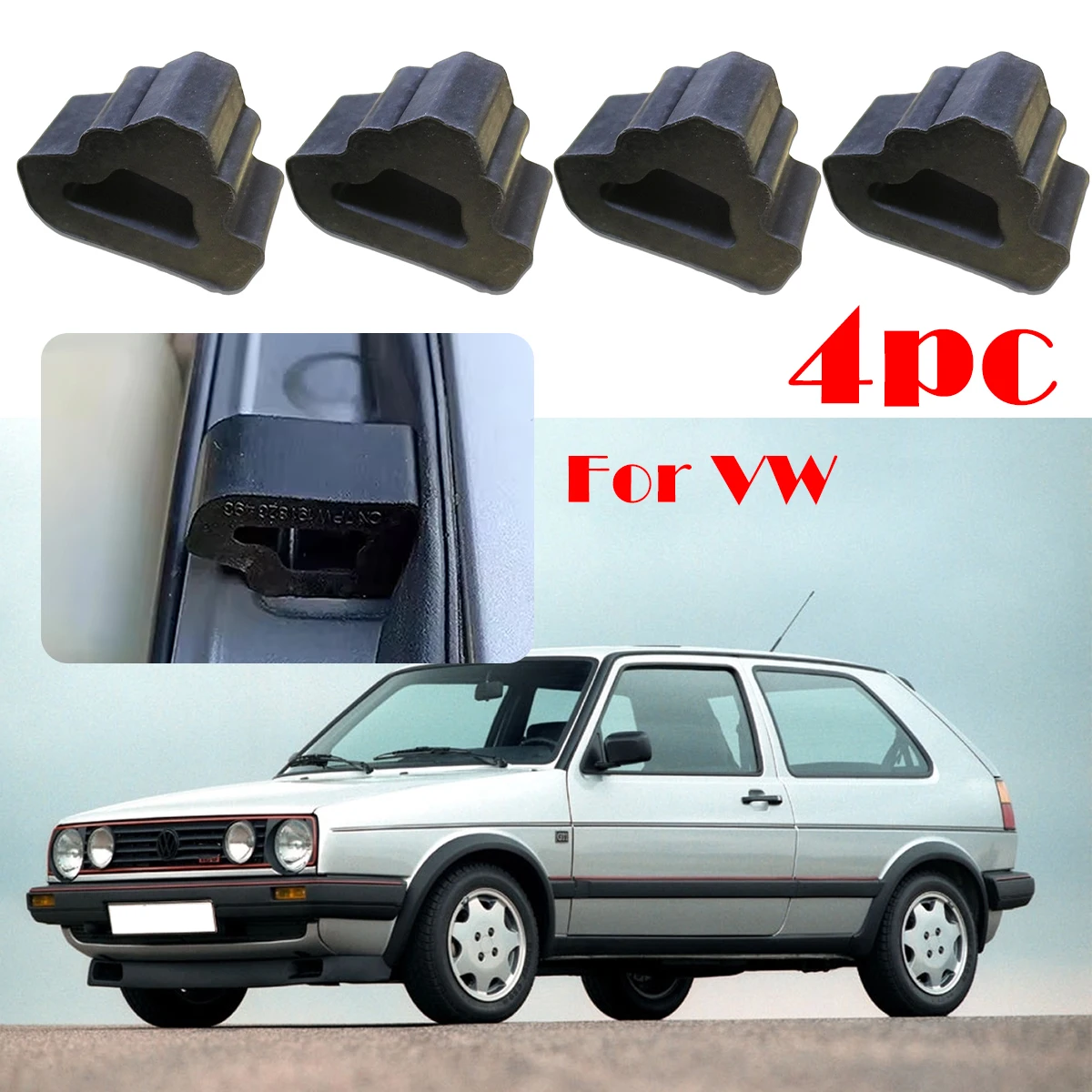 

4pc Engine Cover Bonnet Wing Guide Rubber For VW Golf Mk2 Jetta Hood Stop Buffer Triangle Damping Block Pad Cushion Replacement