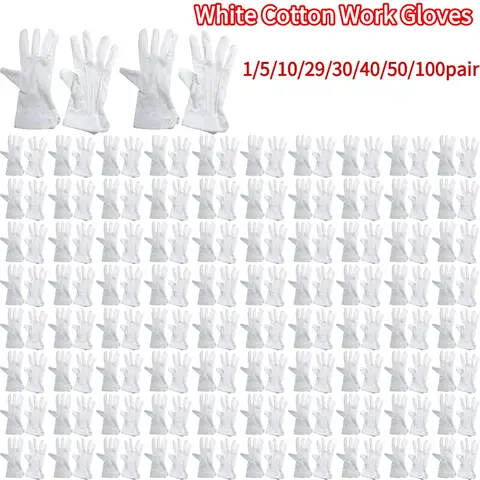 White Cotton Work Gloves for Dry Hands Ceremonial Handling Film Jewelry Silver Inspection Gloves White Honor Guard Parade Santa