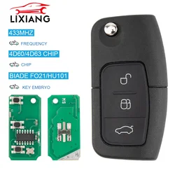 LIXIANG 315/433MHz 4D63 4D60 Car Remote Key for Ford Fusion Focus Mondeo Fiesta Galaxy HU101 FO21 Blade Vehicle Flip Keys