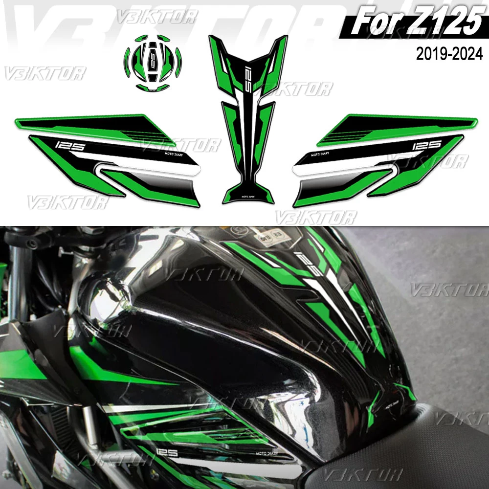 

3D Resin Tank Pad Sticker Motorcycle Fuel Tank Protection Decal For Ninja 125 Z 125 Z125 2019-2024 2023 2022 2021 2020