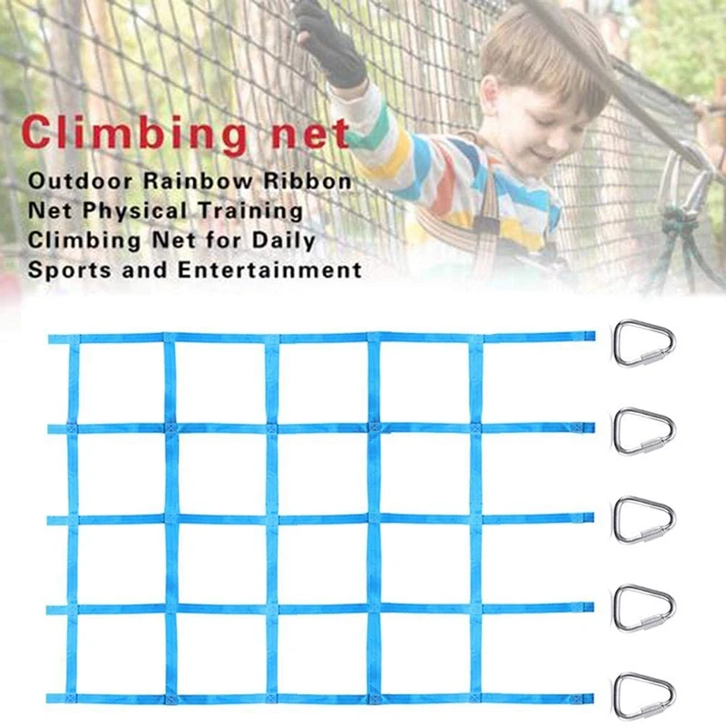 Indoor/Outdoor Climbing Net (70Inchx43Inch)Playground Freight Net,Swing Climbing Net,Children Climbing Net,Light Blue