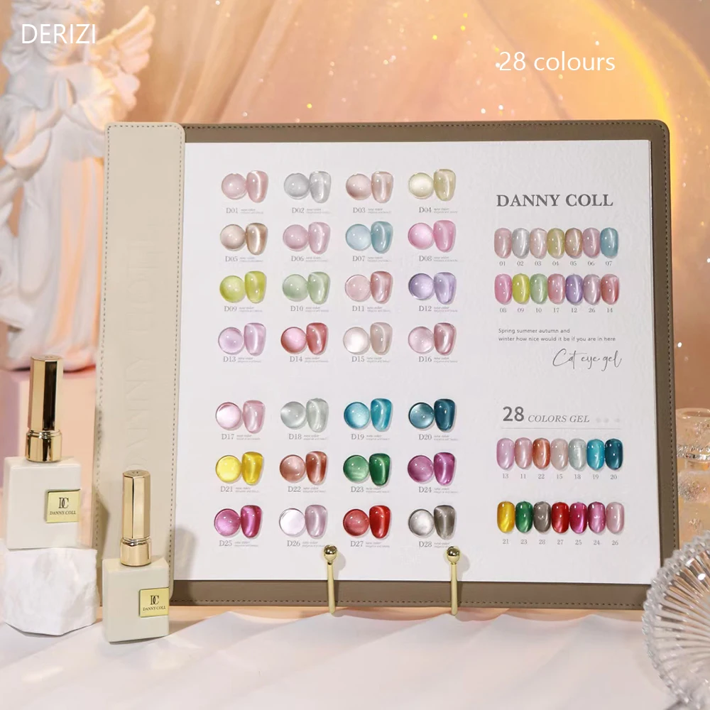 

28 Pcs Silk Ribbon Pop Cat Eye Nail Polish Tape Color Card Crystal Cat Eye Magnetic Gel Polish Semi-permanent Nail Lacquer